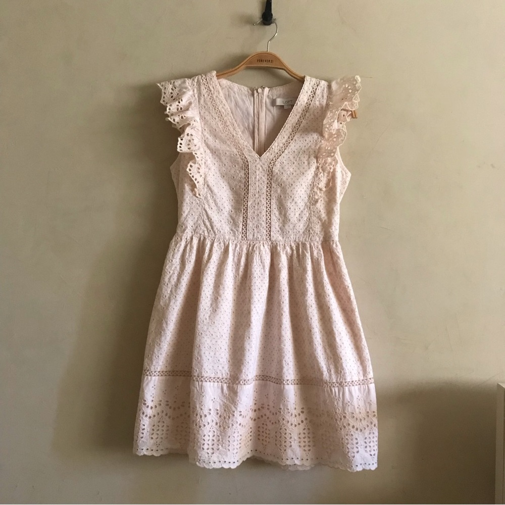 LOFT Cotton Powder Pink Eyelet Dress - Picture 9 of 16